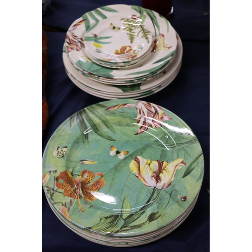 73 - Set of eight Spode Floral Haven plates, 32cm, also rim soups, side plates, etc.