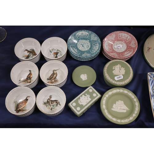 76 - Six Apilco ramekins, Wedgwood Jasperware trinket dishes, Danish dishes marked NYMOLLE limited editio... 