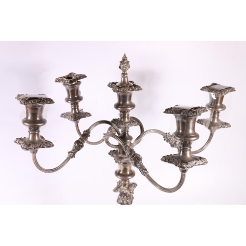 116 - Four branch EPNS candelabra, 52cm.