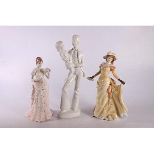 85 - Spode figurine, Father and Child, 30cm, a Royal Worcester figurine Garden Party and a Crown Stafford... 