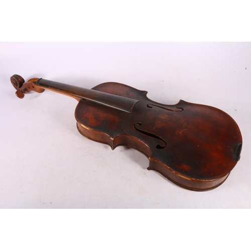 348 - Vintage violin, penned to the interior 'John Hannah', in a banjo case.