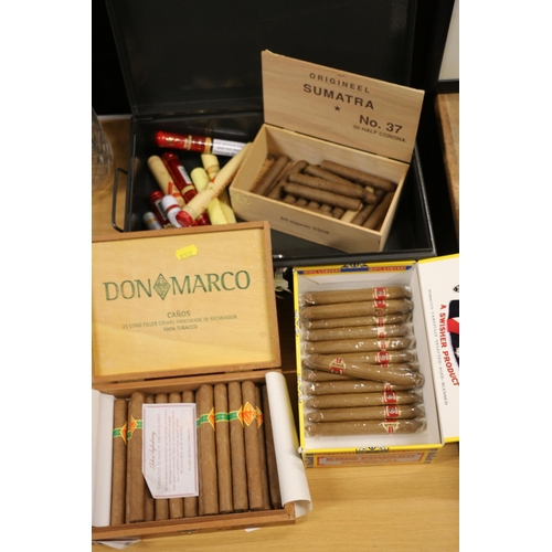 357 - Cigars to include King Edward, Don Marco, Monte Cristo with eight tubes having cigars and one empty ... 