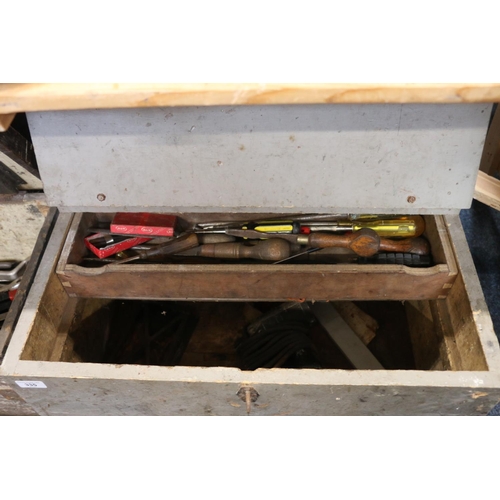 335 - Vintage pine tool chest containing tools to include files, gouges, etc.