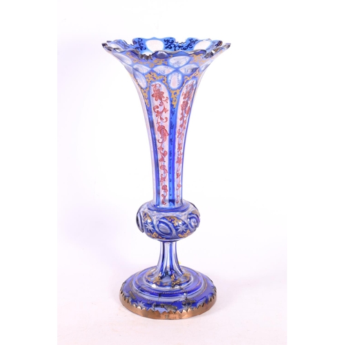 118 - Coloured and gilt glass vase, 35cm.  (a/f)