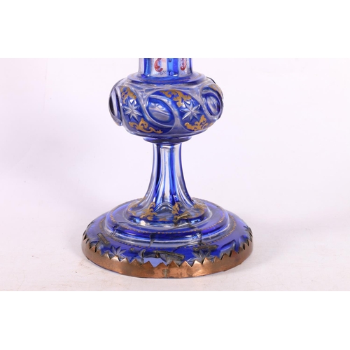 118 - Coloured and gilt glass vase, 35cm.  (a/f)