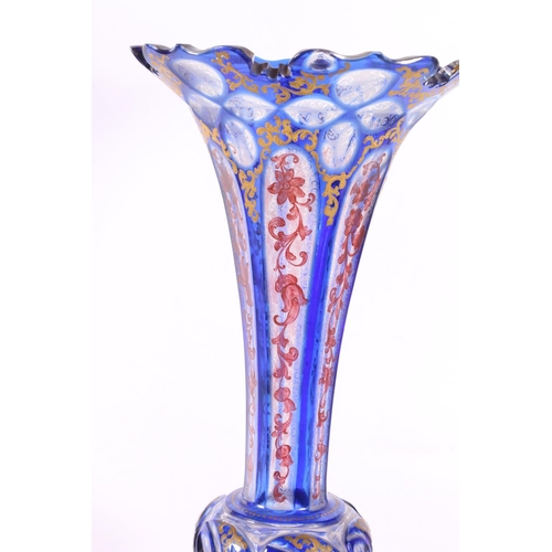 118 - Coloured and gilt glass vase, 35cm.  (a/f)