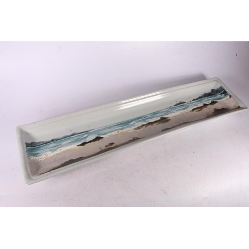 122 - Highland Stoneware decorative wall tray, 15 x 62cm.