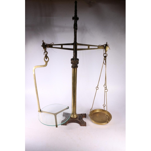 126 - Vintage set of scales, balance bar stamped W & T Avery Ltd, Birmingham, 78cm.