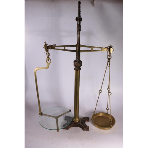 126 - Vintage set of scales, balance bar stamped W & T Avery Ltd, Birmingham, 78cm.