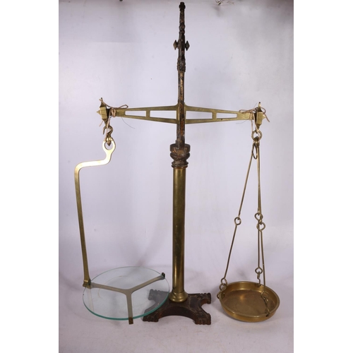 126 - Vintage set of scales, balance bar stamped W & T Avery Ltd, Birmingham, 78cm.