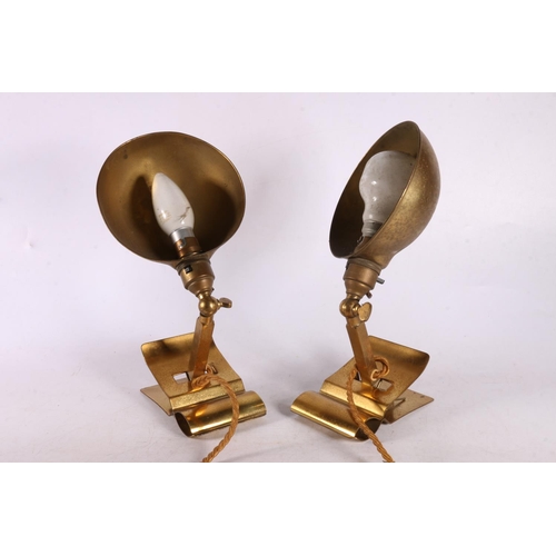 127 - Pair of clip on brass lights, 29cm.