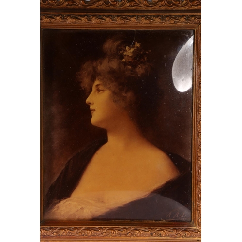 332 - Antique crystoleum portrait of a lady.