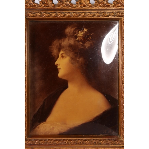 332 - Antique crystoleum portrait of a lady.