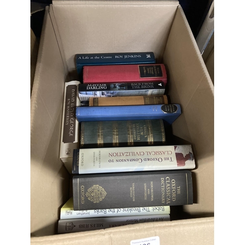 196 - Box of books, Churchill, Lloyd George, Classics, etc. 