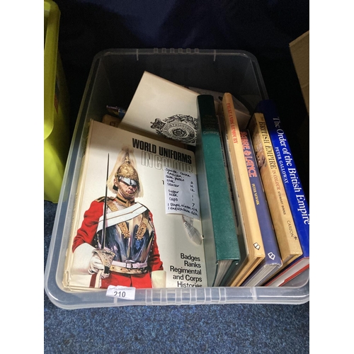 210 - Box containing military interest books.