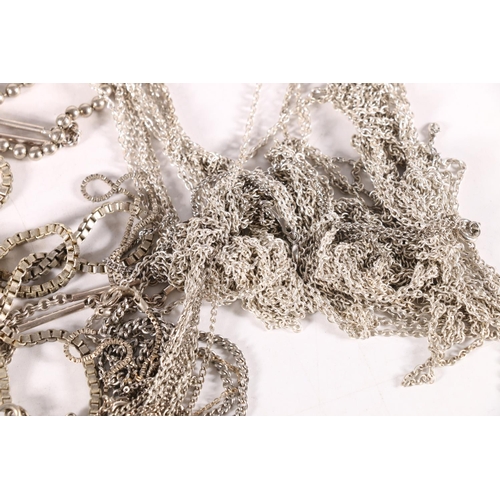 502 - Group of white metal neckchains.