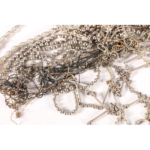 502 - Group of white metal neckchains.