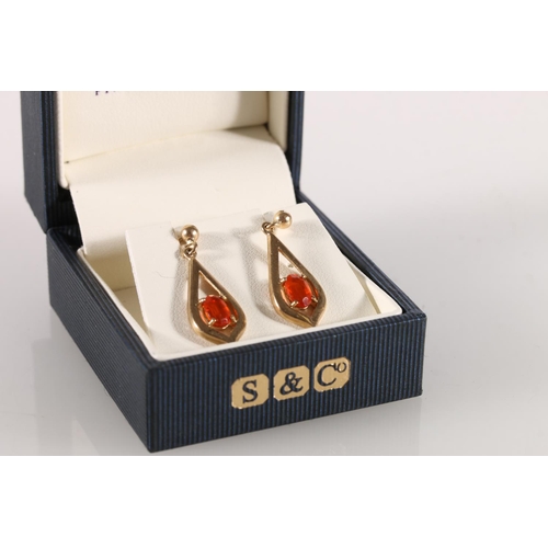 537 - Pair of 9ct gold earrings set with orange faceted stones, 1.9g gross in Shipton & Co Fine Jewell... 