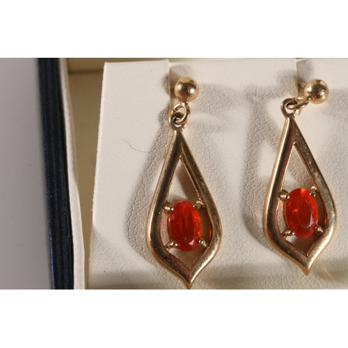 537 - Pair of 9ct gold earrings set with orange faceted stones, 1.9g gross in Shipton & Co Fine Jewell... 