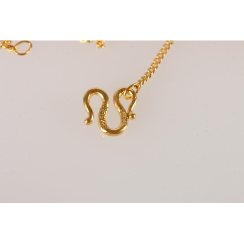 574 - Yellow metal chain, the closure with Chinese style markings, 5g.