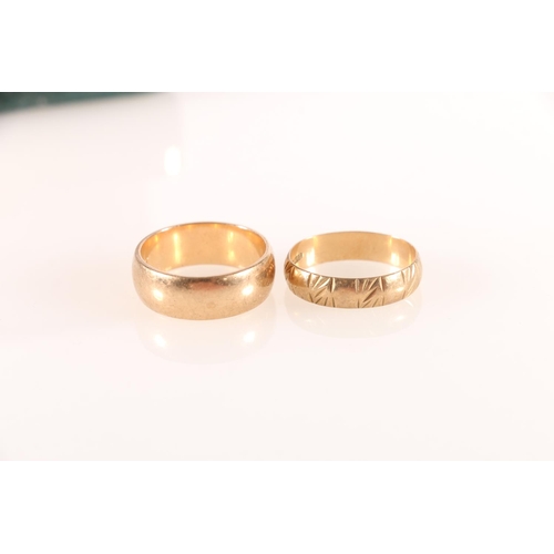 626 - Two 9ct gold wedding bands, size P and K, 8.3g gross. 