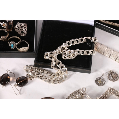 638 - Large quantity of silver and white metal jewellery to include bracelets, rings, pendants, etc. ... 