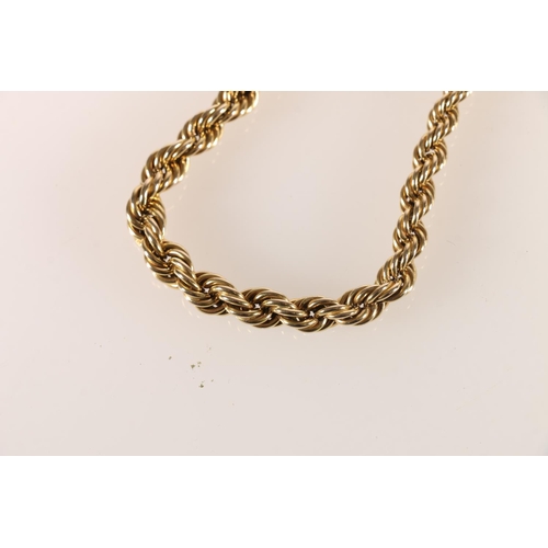 644 - 9ct gold rope twist chain, 41cm, 11.4g.  