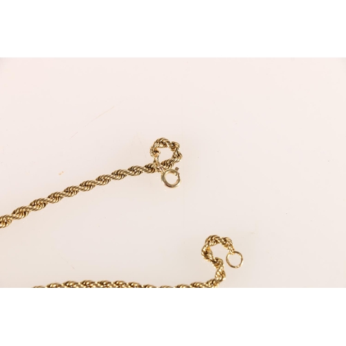 644 - 9ct gold rope twist chain, 41cm, 11.4g.  