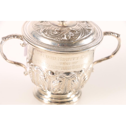 686 - George V silver lidded presentation cup inscribed Halford Hewitt Cup 1927, hallmarked Sheffield 1924... 