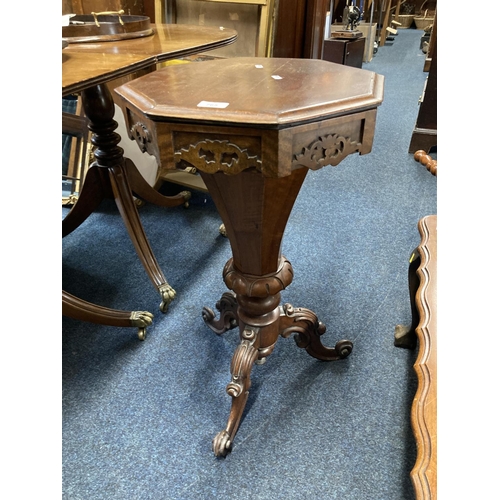 765 - 19th century mahogany octagonal pedestal sewing table, 73cm.