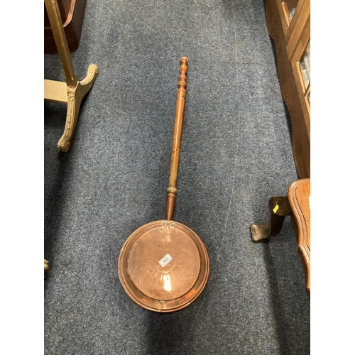 770 - Copper bowl bed pan, 112cm.