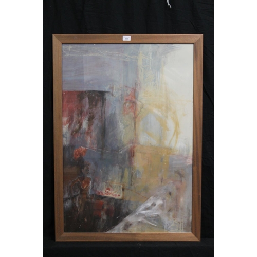 401 - MCGOWAN, abstract, mixed media, signed and dated '06 lower right, 96cm x 66cm, frame 105cm x 75cm.