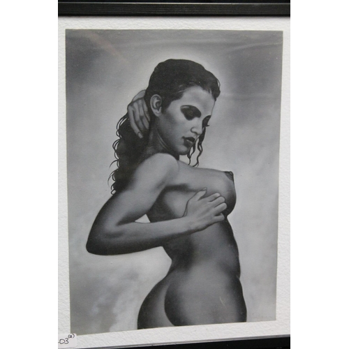 403 - 20TH CENTURY SCHOOL, half-length portrait of a nude female, oil painting, 44cm x 32cm, frame 53cm x ... 