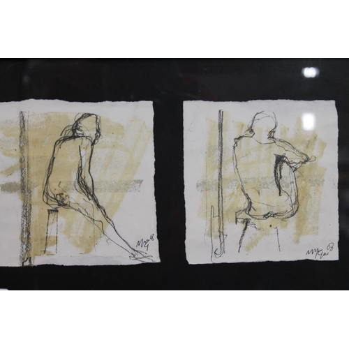 405 - NATALIE MCGOWAN, six figurative studies, charcoal drawings, signed, the largest 20cm x 18cm, six dra... 