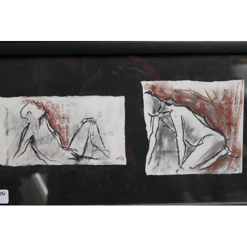 405 - NATALIE MCGOWAN, six figurative studies, charcoal drawings, signed, the largest 20cm x 18cm, six dra... 