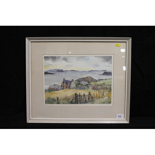 414 - RAY LAWSON, Summer Isles from Dorney, Western Ross, watercolour, signed lower right, 26cm x 35cm, fr... 