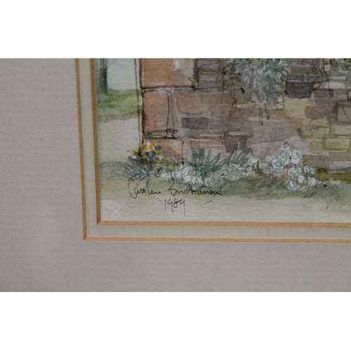 417 - CAROLINE BUCHANAN, garden gate, watercolour, signed and dated 1989 lower left, 16cm x 23cm, frame 32... 