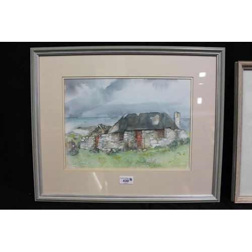 430 - CAROLINE BUCHANAN, Cottage Milton Tiree, watercolour, signed and dated 1991 lower left, 25cm x 34cm,... 