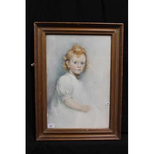 431 - K NAYOR, half-length portrait of a young girl, watercolour, signed and dated 1911 lower left, 51cm x... 