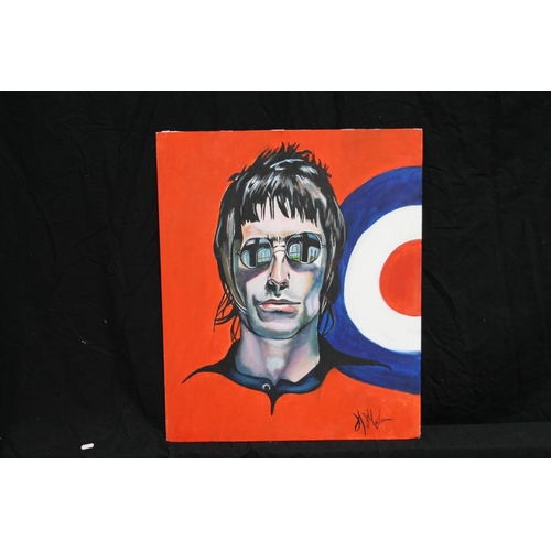 445 - NORMAN MAUGHAM, portrait of Liam Gallagher, oil on board, signed lower right, 60cm x 50cm.