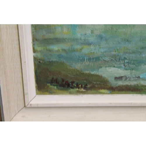 446 - MARGARET G LASKIE, Loch Ken Galloway, oil on board, signed lower left, 37cm x 48cm, frame 46cm x 58c... 