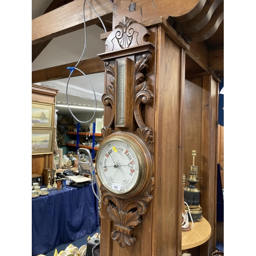 802 - Banjo style carved barometer, 85cm.