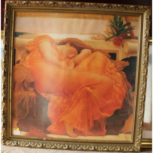 391 - After FREDERIC LEIGHTON, Flaming June, print, 68cm x 66cm, gilt frame 79cm x 77cm. After SIR LAWRENC... 