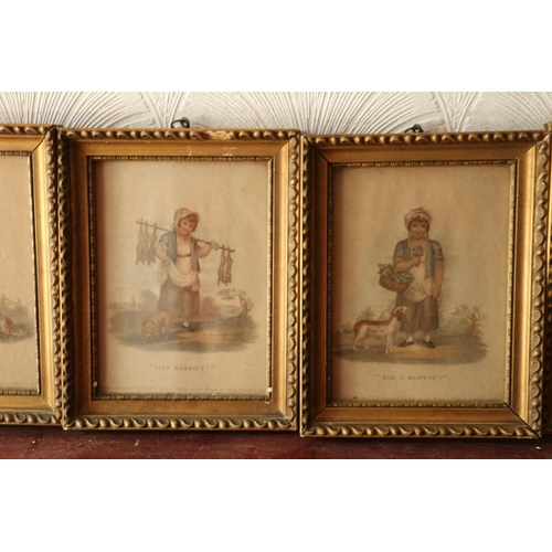 394 - Set of six Cries of London prints published by S & J FULLER of London 1812, 14cm x 10cm, gilt fr... 