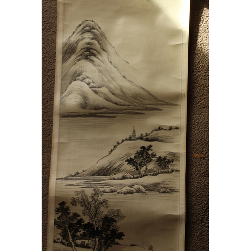 395 - CHINESE SCHOOL, five landscape watercolour scrolls, 75cm x 30cm. (5)