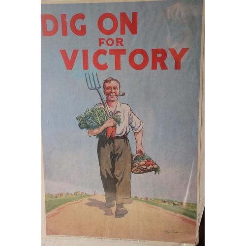 396 - After PETER FRASER, Dig On For Victory, poster print, 72cm x 49cm, a Nationale Luchtvaart School pos... 