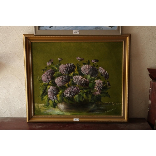 452 - B DALGLEISH, still life vase of flowers, oil painting, signed lower right, 49cm x 59cm, frame 59cm x... 