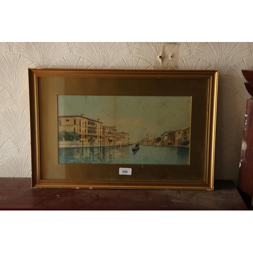 456 - 19TH CENTURY SCHOOL, Venice, watercolour, signed lower left, 21cm x 40cm, gilt frame 37cm x 56cm.