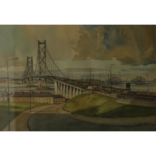 460 - JOHN S SPENCE, Forth Road Bridge, watercolour, signed lower right, 24cm x 35cm, frame 38cm x 48cm an... 