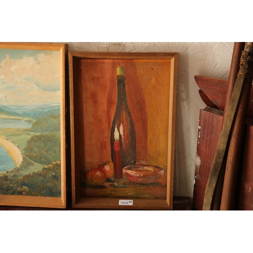 463 - A BROOKS, a sandy bay, oil on board, 40cm x 60cm, in pine frame and another. (2)